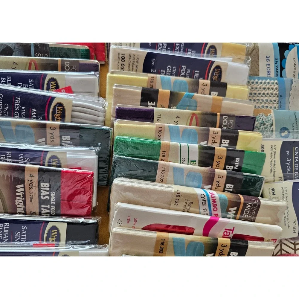 Wrights Bias Tape Ribbon Trim Lot Various Colors Sizes Style Fabric Craft Sewing